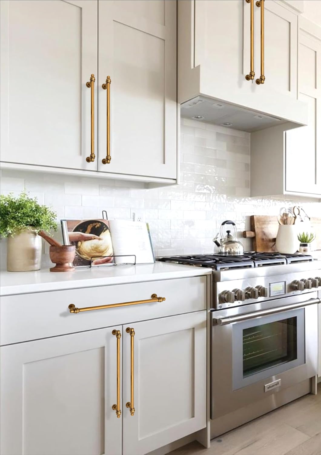 10 Pack Antique Brass Cabinet Pulls 10 Inch(254mm) Kitchen Cupboard Handles Solid Heavy Duty Zinc Alloy Drawer Pulls