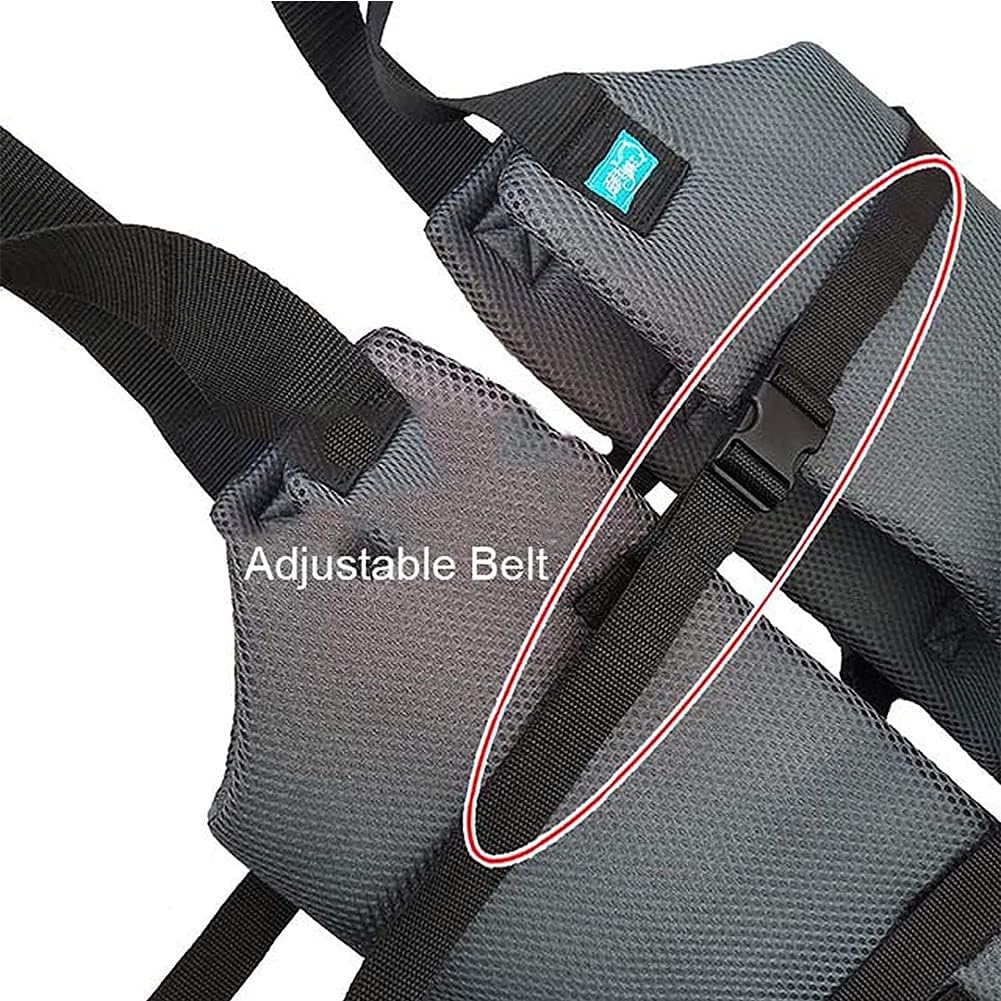 Patient Lift Slings Drive Standing Leg Trainers Exercise Thigh Hip Waist Lumbar Supports Walking Standing Aids Transfer Belt with Padded Chest Buffer, Black