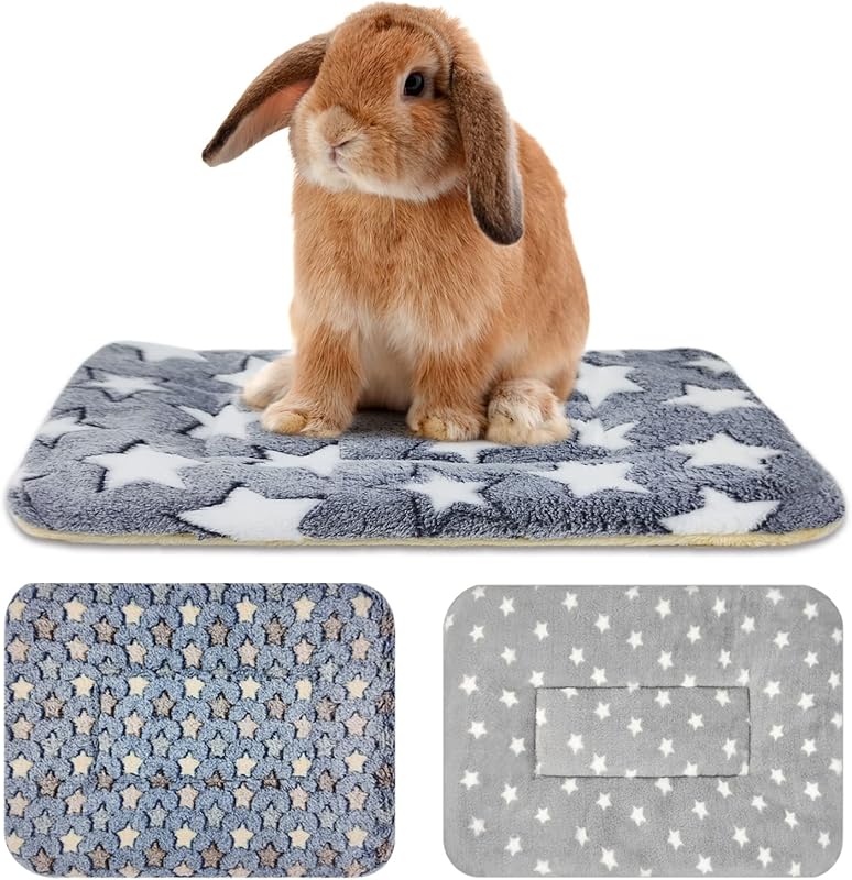 3PCS Cama para Conejos, Ropa de Cama Suave para Conejitos, Manta de Lana para Conejillos de Indias | Estera para dormir de felpa cálida, forro de jaula para hámster, hurón, ardilla, erizo, rata