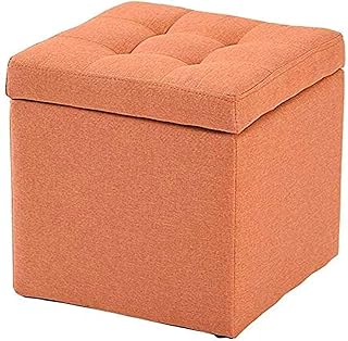 Foot Stool Footrest Linen Foot Stool, Storage Folding Bench with Highly Elastic Sponge Filling,Foldable Seat Bench & Footrest, Polyester,30x30x35cm(Color:C) (Null B) (B