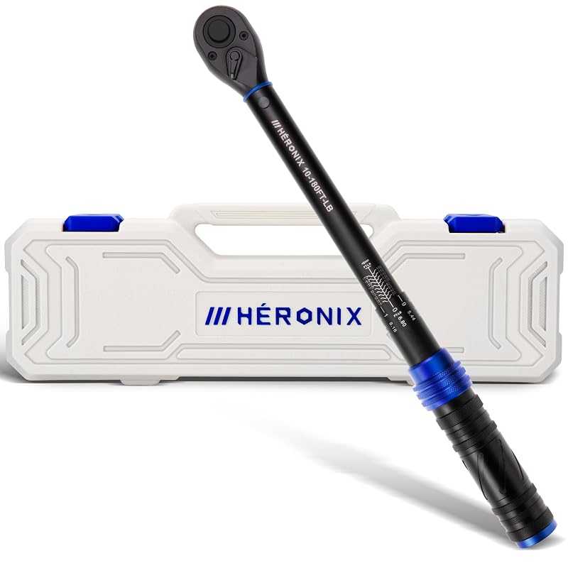 Chave de torque com catraca de 1/2 pol. 13,6–244,0 N·m, ajuste bidirecional e precisão de ±3% HERONIX HX9087US
