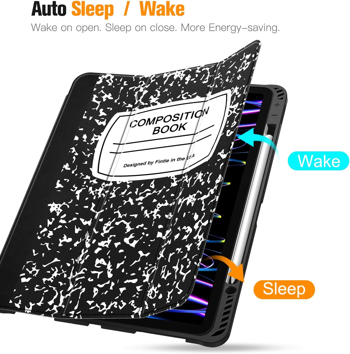 Fintie Case for iPad Pro 12.9-inch 6th Generation 2022, [Built-in Pencil Holder] Slim Soft TPU Protective Cover with Auto Wake/Sleep, Also Fit iPad Pro 12.9" 5th & 4th & 3rd Gen, Composition Book - Image 4