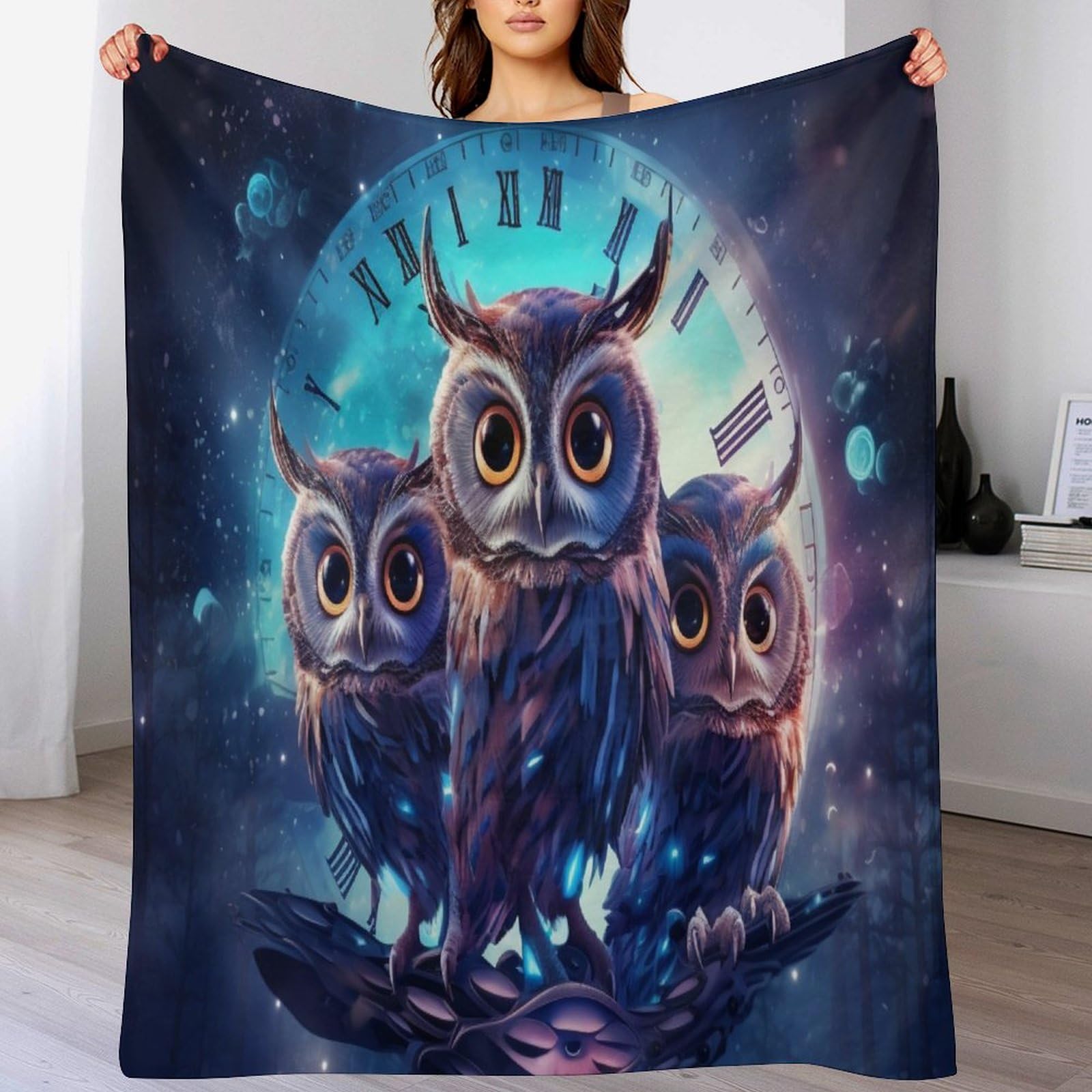 Couverture polaire hibou douce pour vos soirées cocooning sur le canapé