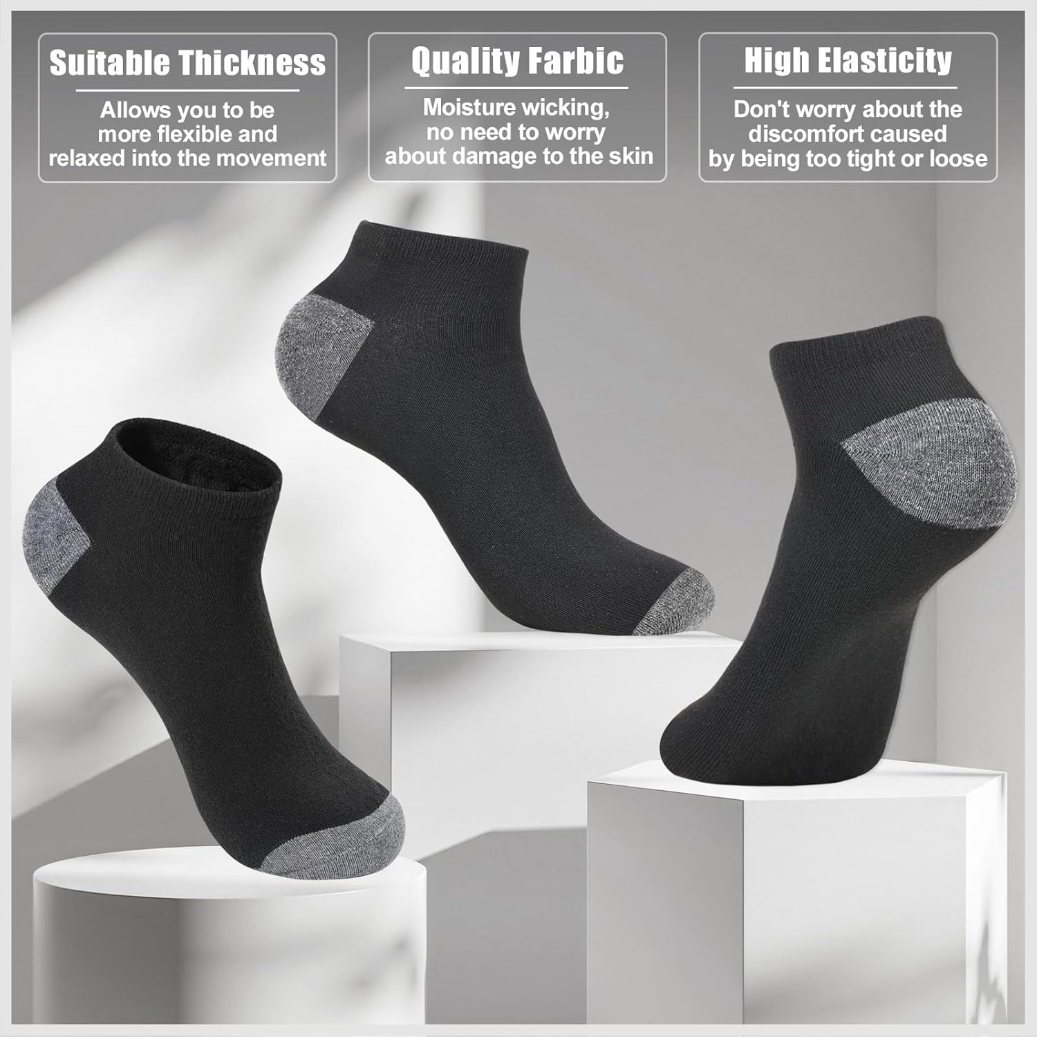 Mens Cushion Ankle Socks Men Low Cut Comfort Breathable Casual Socks Bulk - Image 3