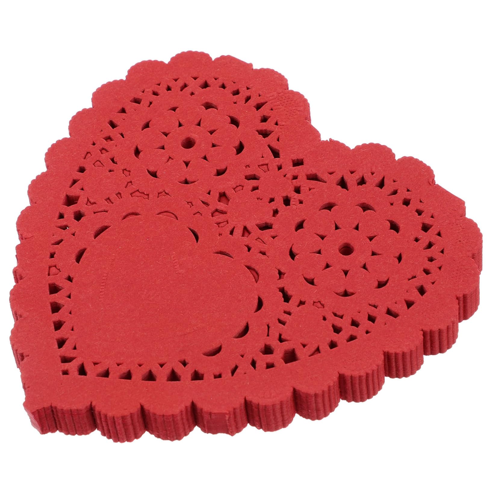 LAPYAPPE 100pcs Heart Shaped Food Cake Base Paper Mat Heart Decorative Doilies for Wedding