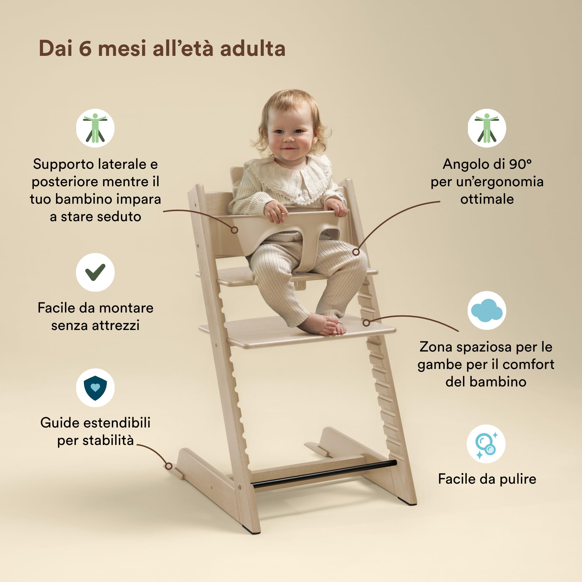 Seggiolone Tripp Trapp di Stokke, Warm Brown (Include Sedia + Baby Set 2) con Newborn Set (Anthracite) - Design Sicuro, Regolabile, Ergonomico