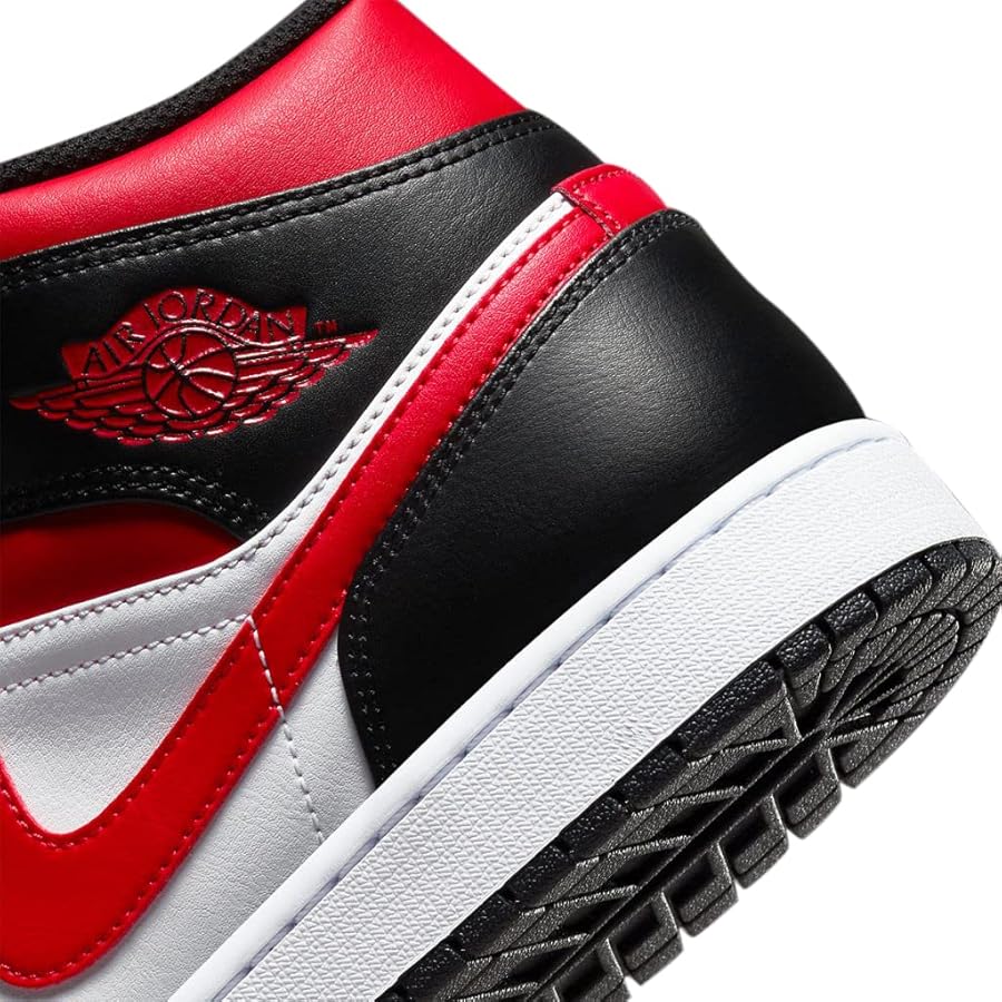 Nike Mens Air Jordan 1 Mid Basketball Shoes, Black/Fire Red-white