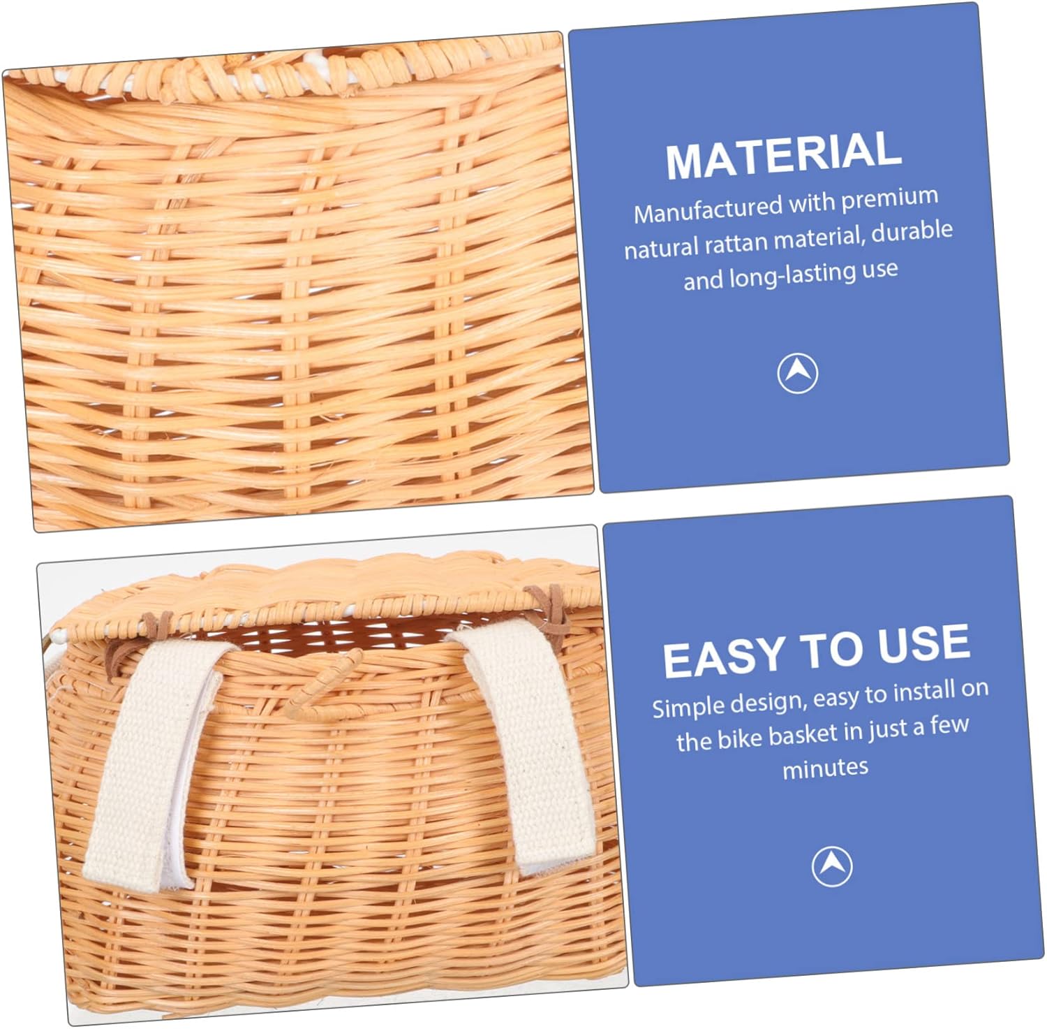 Handmade Rattan Storage Basket for Boy Girl Woven Crossbody Bag Lightweight Rattan Shoulder Bag for Biking Outdoor Fun Natural Odorless Design