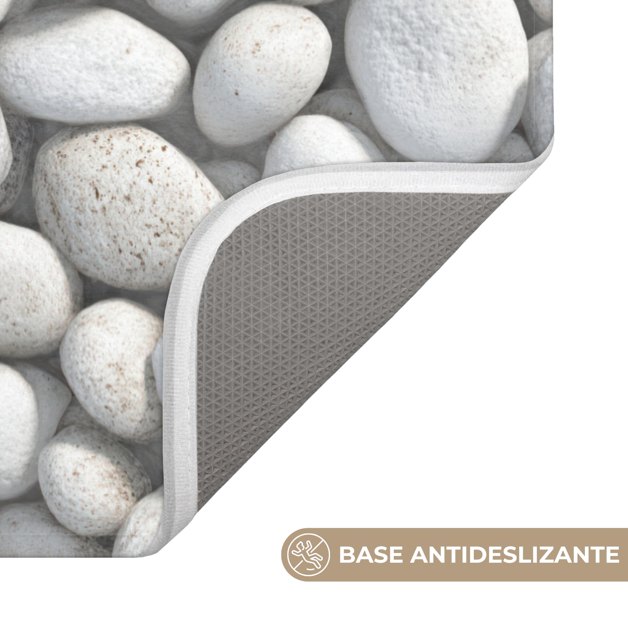 Alfombra Baño Rectangular 60x90 cm Decoracion Bathroom Mat Non Slip Shower Lavable Antideslizante Alfombrilla Tapete Banheiro Piedras - Gris - Oval