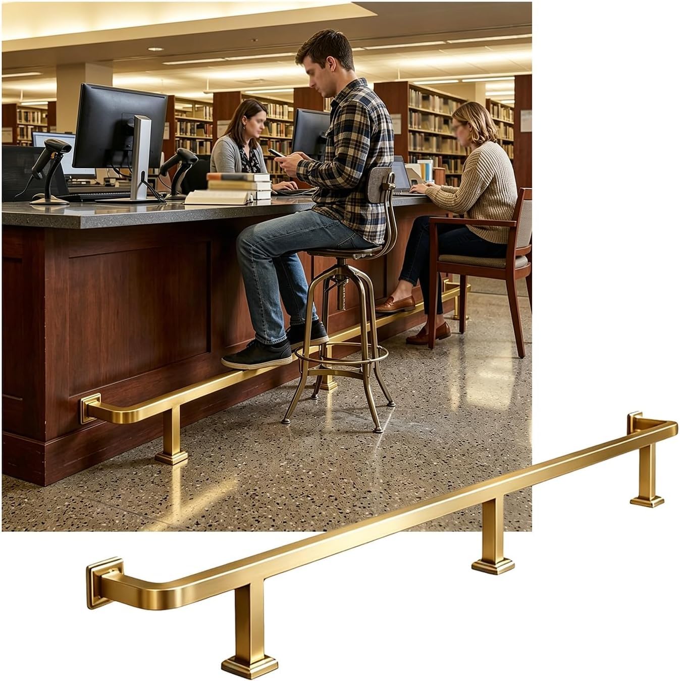 KJoBDwz Bar Foot Rail Bar Foot Rail, Stainless Steel Bar Foot Rail Kit Bars Stool Feet Railing for Restaurant Kitchen Librar(Gold,4.0M/13.12FT)