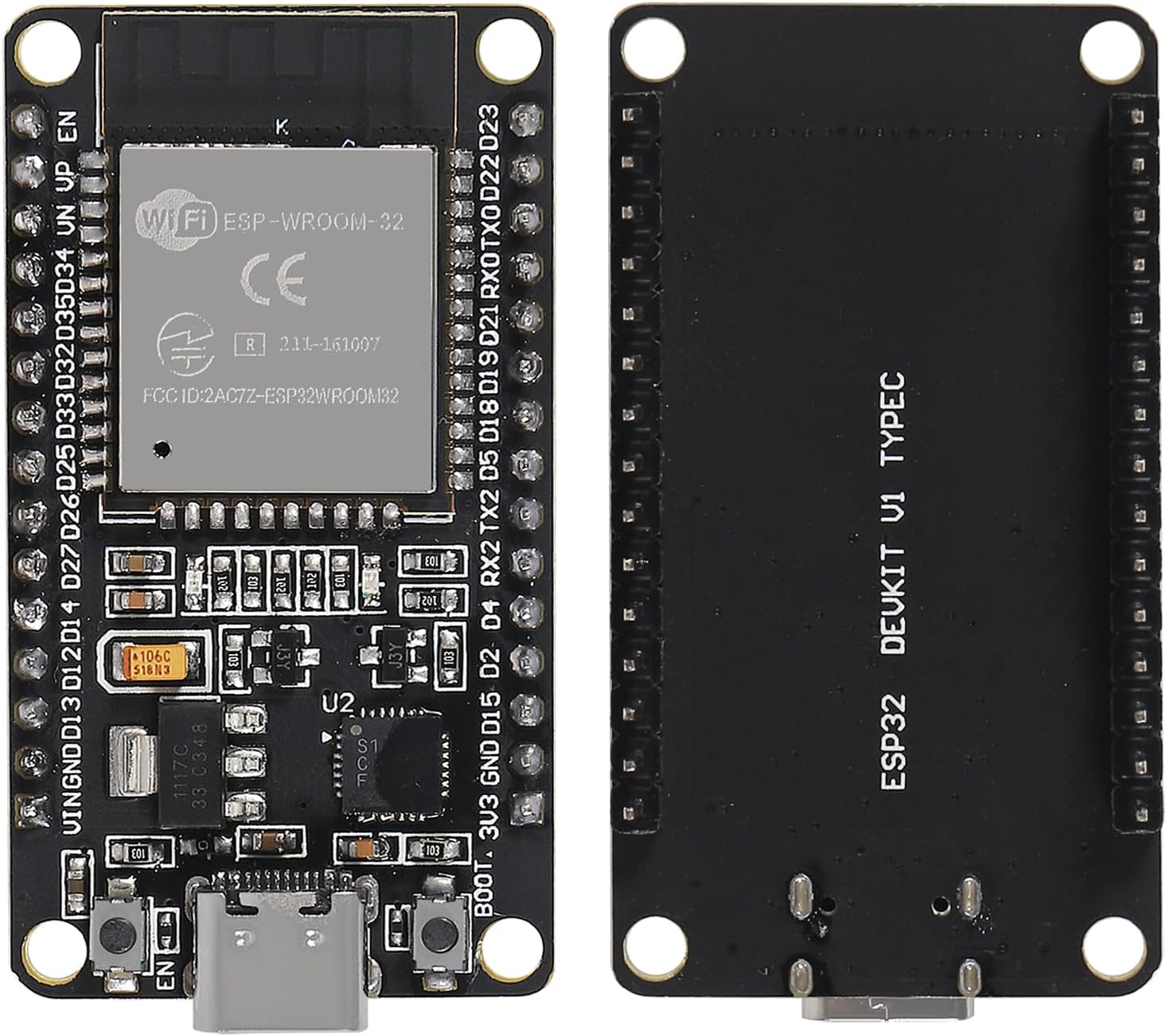 5pcs Type-C 30pins CP2102 ESP-WROOM-32 ESP32 ESP-32S Development Board 2.4GHz Dual-Mode WiFi + Bluetooth Dual Cores Microcontroller Processor Integrated with Antenna RF AMP Filter AP STA
