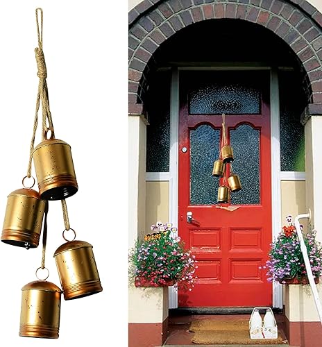 Styleonme Campanas decorativas, campanas de Navidad, campanas de bendición de metal para interiores y exteriores, juego de 4 piezas de campanas
