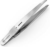 MR.GREEN Precision Slant Tip Tweezers - Stainless Steel Eyebrow & Facial Hair Removal Plucker for Men & Women