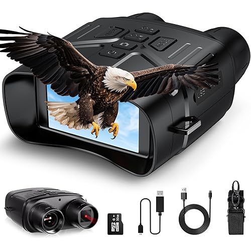 Night Vision Goggles, 4K Infrared Night Vision Binoculars with Adults, 3'' Large HD Night Vision Binoculars，Rechargeable Battery and 32GB TF Card for Outdoor Camping