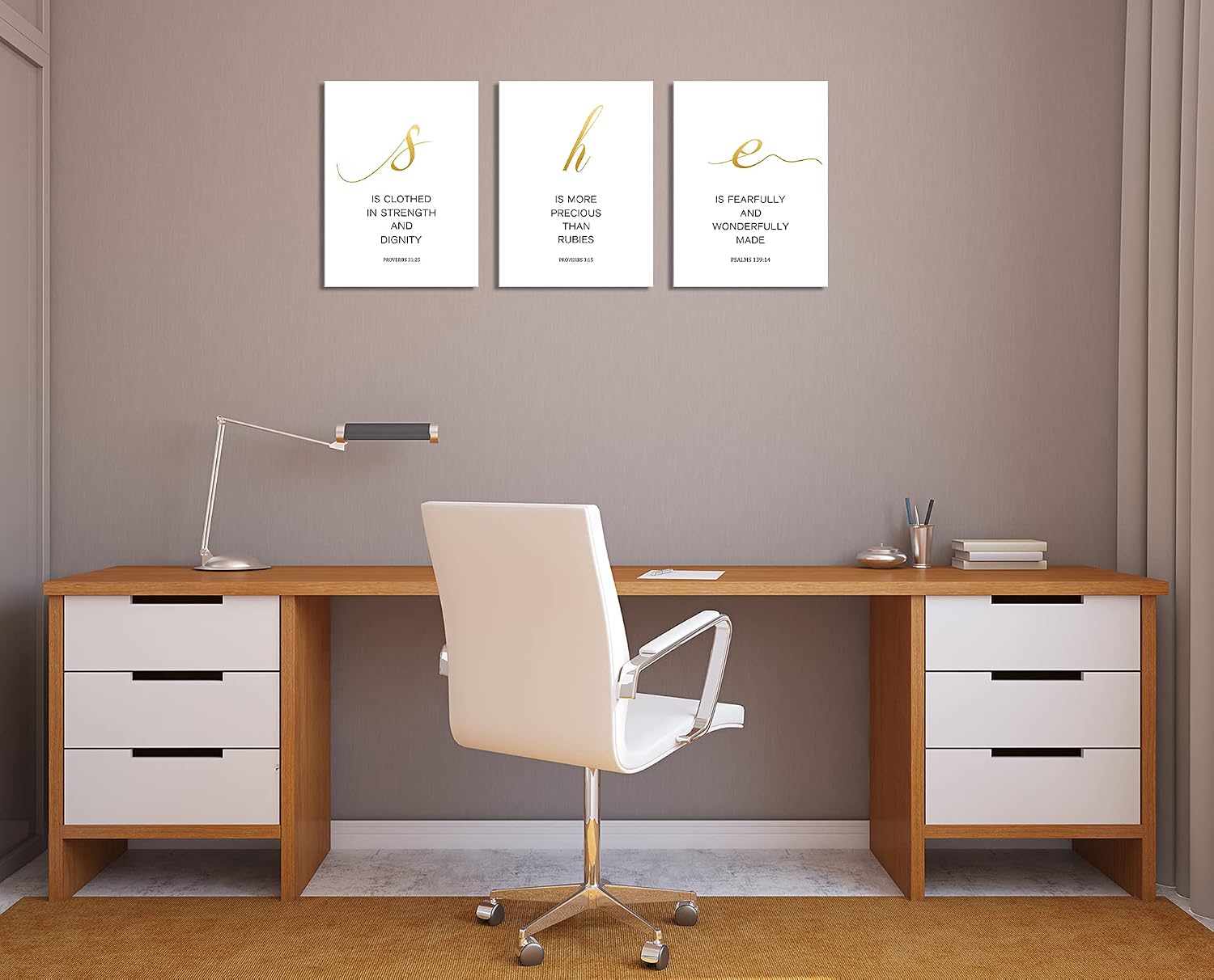 KALAWA 3-Piece Modern Rustic Religious Wall Art - White, 12" x 16" - Canvas Prints - Motivational Scripture Quotes - Perfect for Bedroom, Living Room, Office - Framed, Ready to Hang image 2