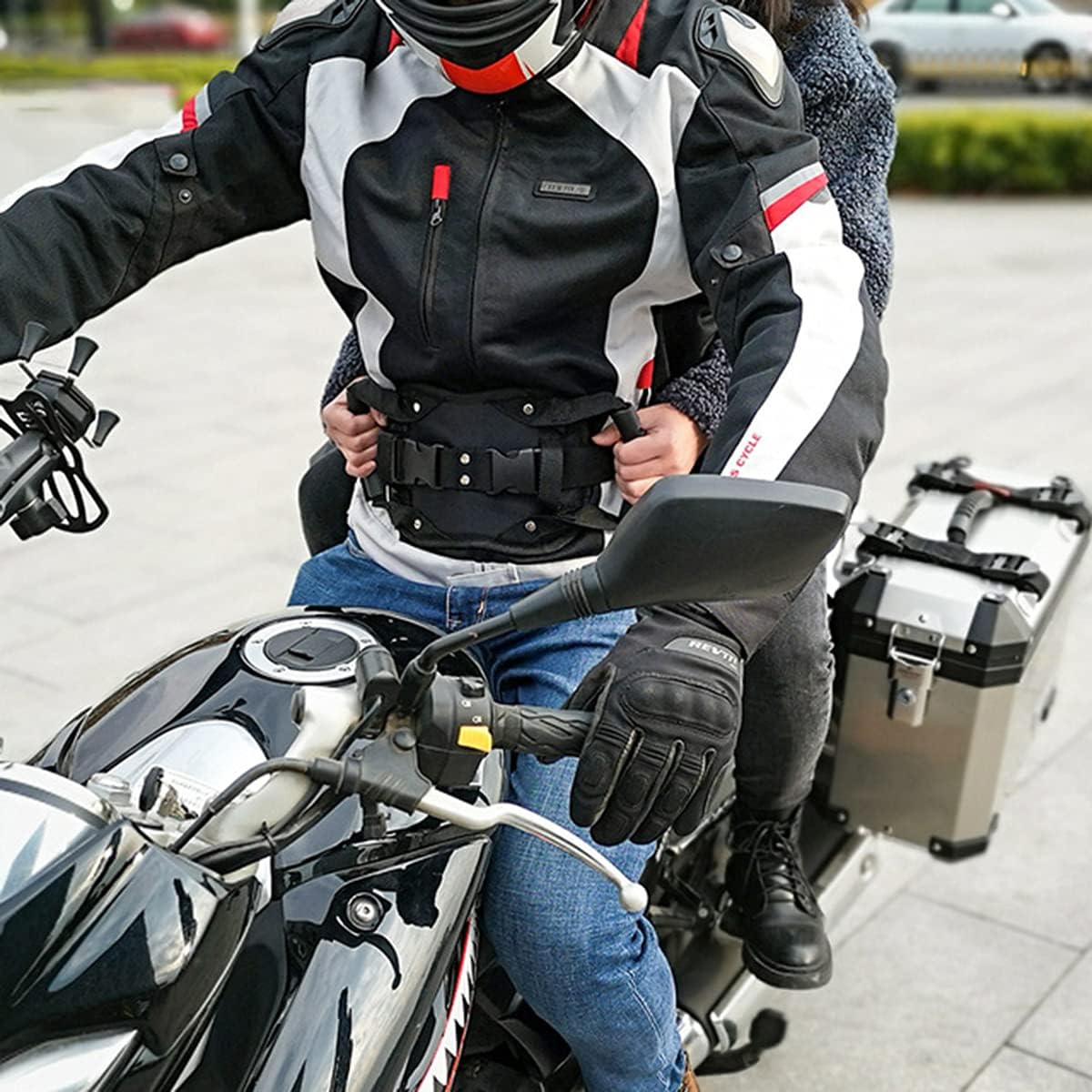 Motorcycle Passenger Safety Harness Belt with Non-Slip Handle for Protection Passenger