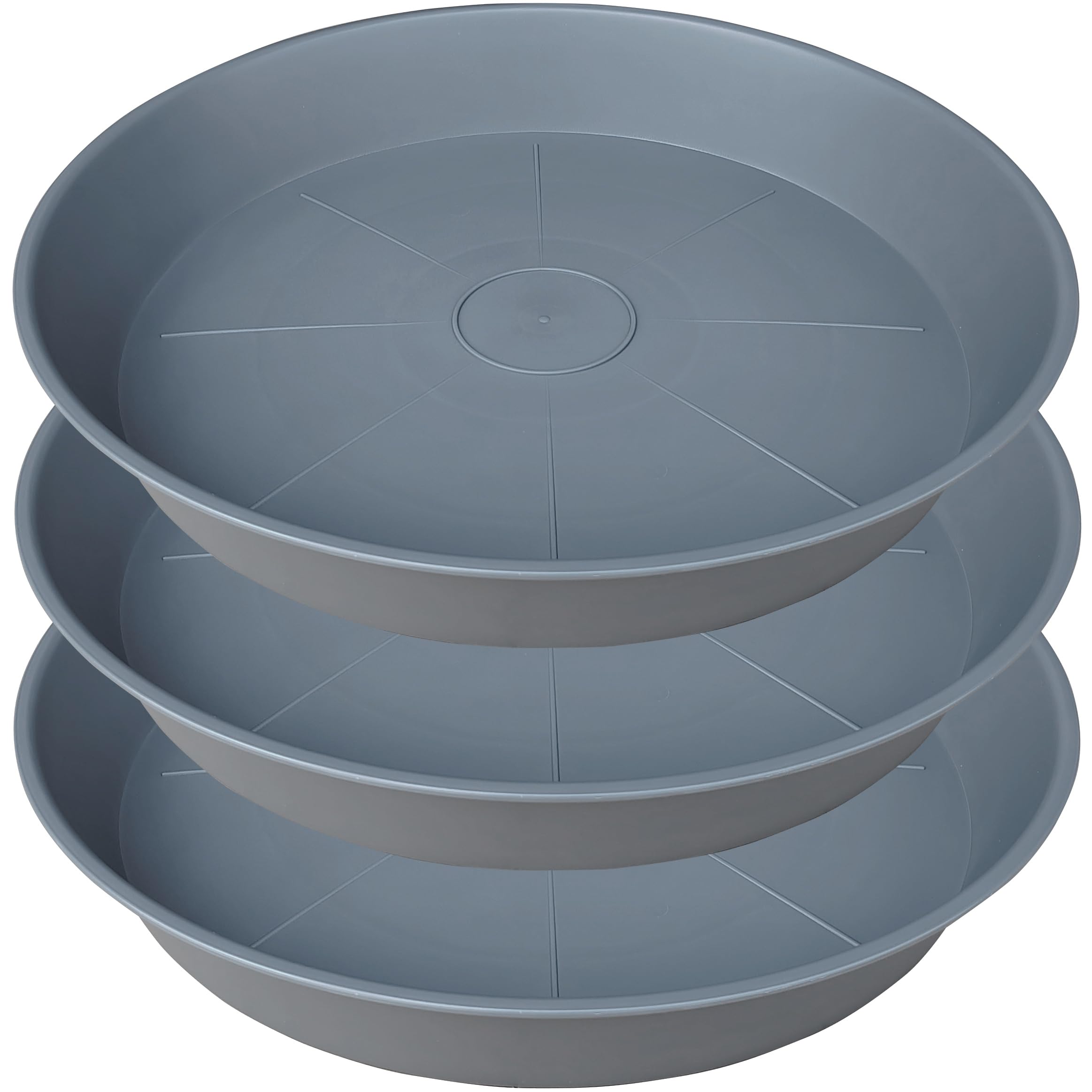 Bleuhome 3 Pack of 20 22 inch Plant Saucer (19.2 Inch Base), 3.6" Depth Tray, Large Deep Garden Plastic Flower Planter Plant Trays for Indoors Outdoor Bath Bath (22", Gray) — image 1