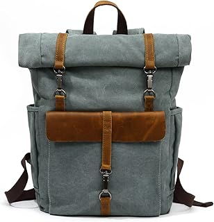 Mochila Enrollable Mochila Escolar para 15.6 Pulgadas Portátil Lienzo Mochila Bolsas Escolares para Escolar Universidad Trabajo Multiusos Mochilas Lago Verde