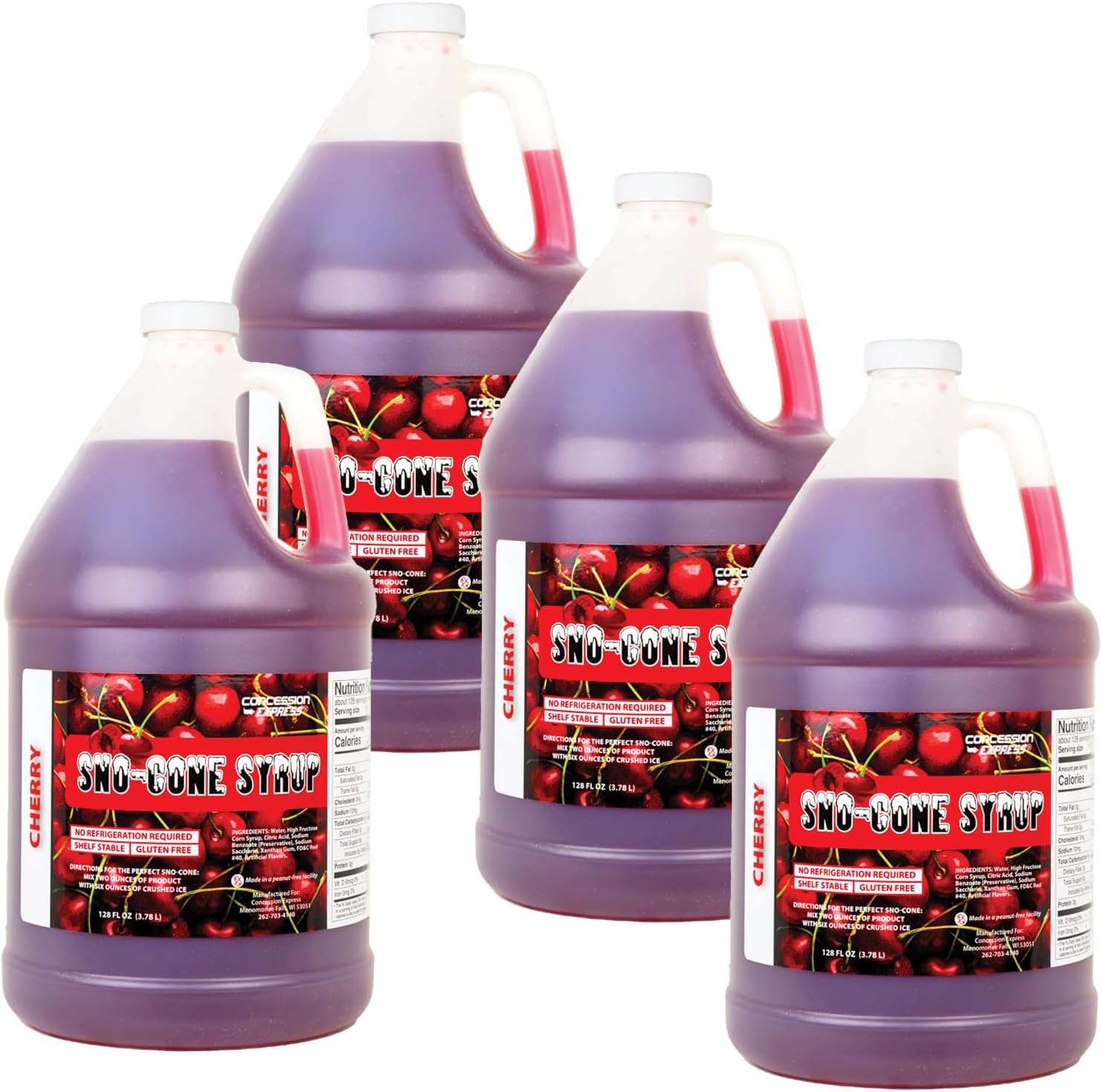 Cherry Snow Cone & Shave Ice Syrup-case-4 Gallons