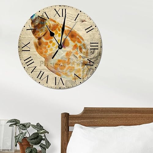 Miniatura 253 de ArogGeld Reloj de pared con diseño de estrella de mar antigua francesa, de cloruro de polivinilo, con números romanos, de 10 pulgadas, funciona