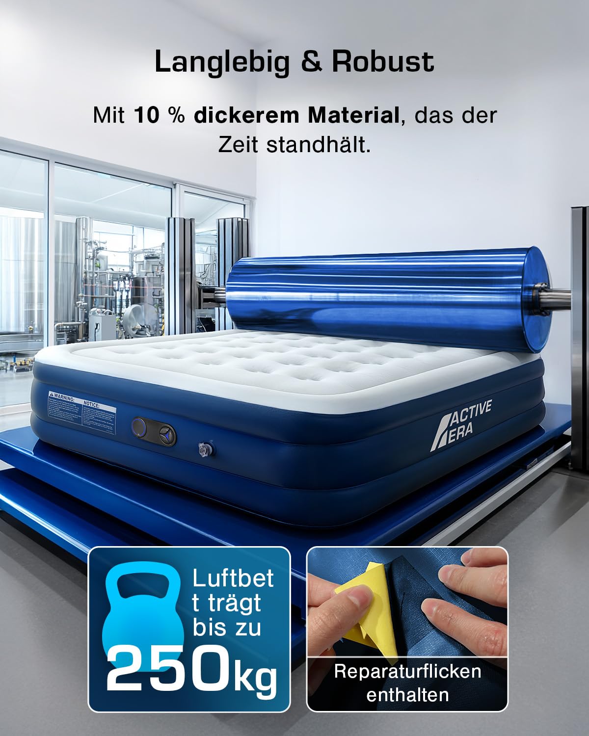 Active Era Luftbett 2 Personen 152×203×35.5 cm Luftmatratze Selbstaufblasend mit Elektro-Pumpe Flock-Oberfläche