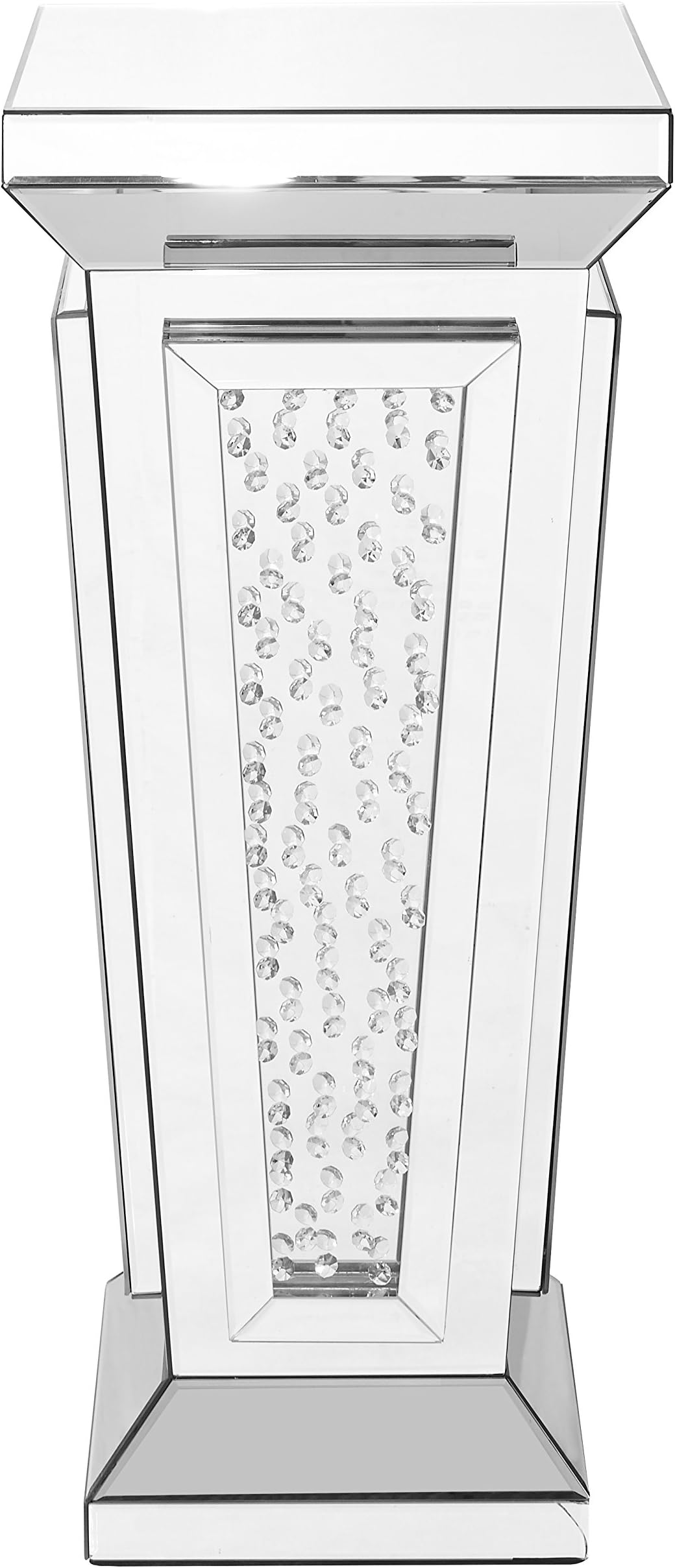 Decor Central Crystal End Table with Square Mirror Top, 15", Clear Finish