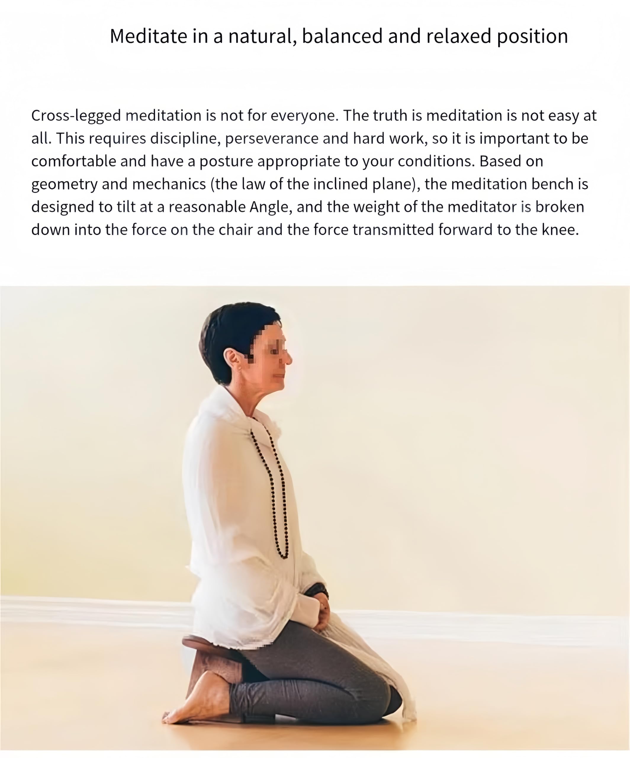 Sgabello inginocchiato in legno massello, sgabello da meditazione per tè, meditazione, yoga, sgabello ergonomico per il fitness domestico (L# è adatto per altezza superiore a 180 cm)