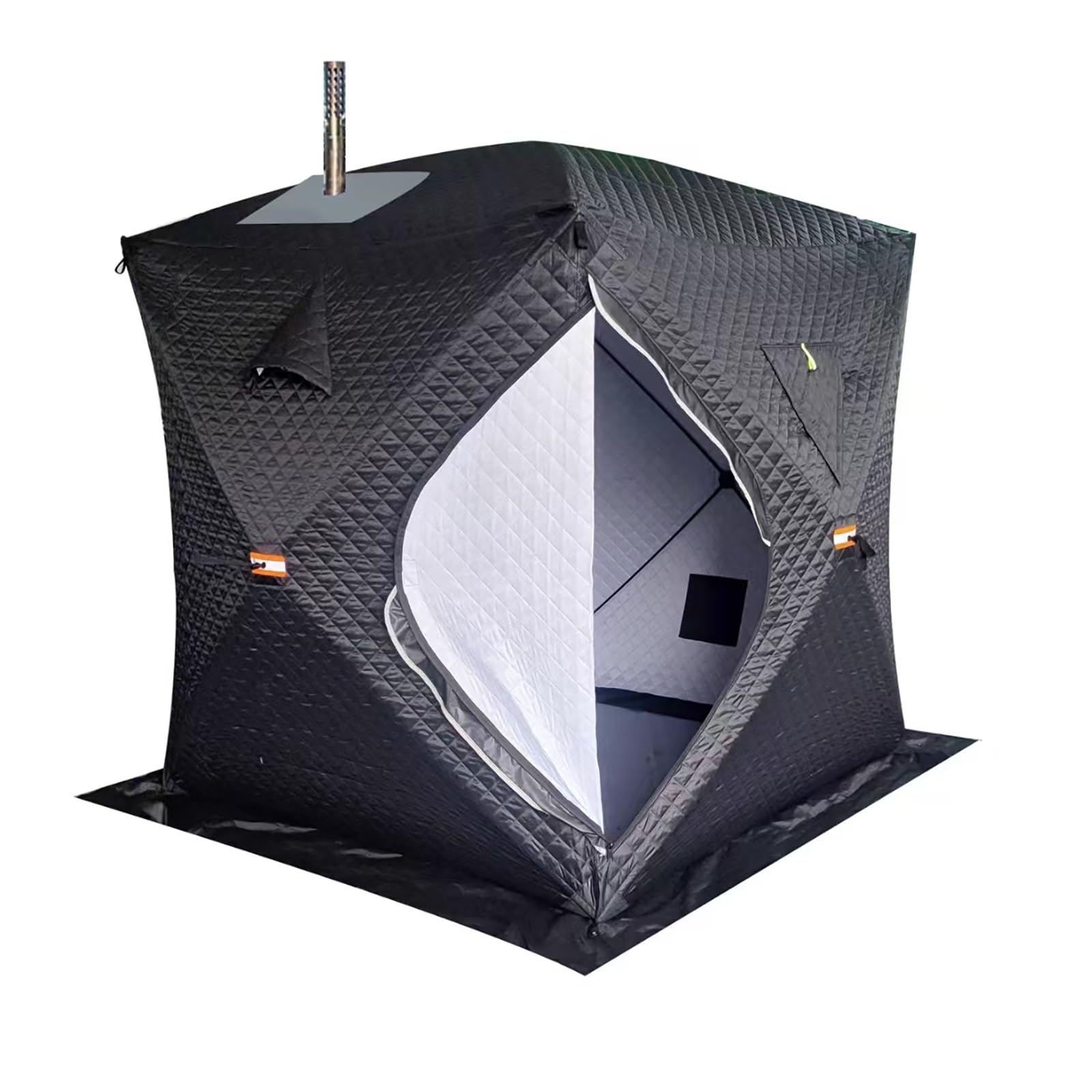 Outdoor Saunazelt,Isoliertes Allwetter Angelzelt für 4 Personen mit Schornstein,stabil und Panorama, Einfach Aufzubauen,ideal für Camping und Schneefischen