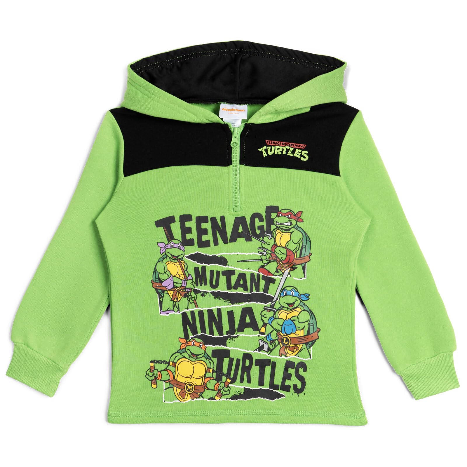 TEENAGE MUTANT NINJA Turtles Boys' Fleece Quarter-Zip Hoodie Toddler to Big Kid