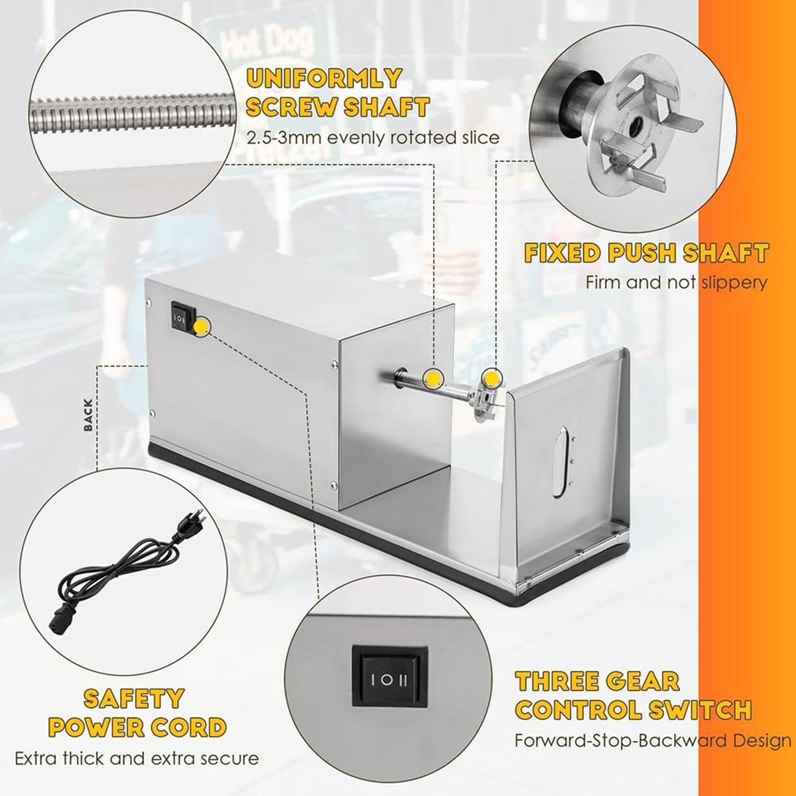 Mothdust Cortadora de Papas Tornado Electrica Rebanadora Espiral Maquina