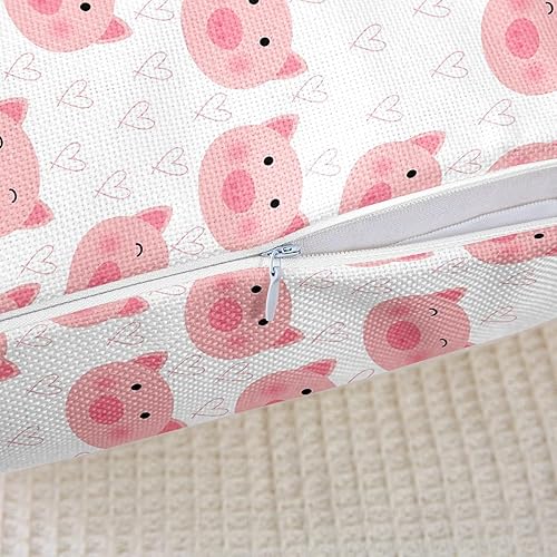 Miniatura 5 de Lovely Pig Throw Pillow Covers Cute Cartoon Pink Wild Animals Cushion Covers for Kids Girls Teens Watercolor Romantic Hearts Graffiti Girly Cushion