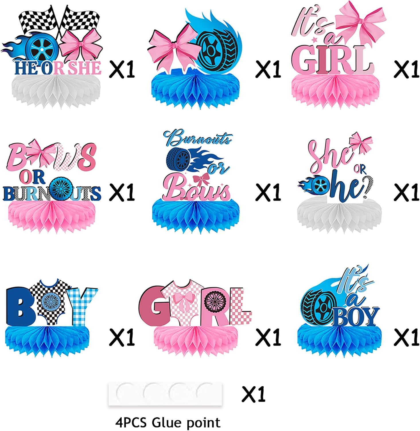 Race Car Baby Shower Decorations Honeycomb Table Centerpieces 9PCS image 5