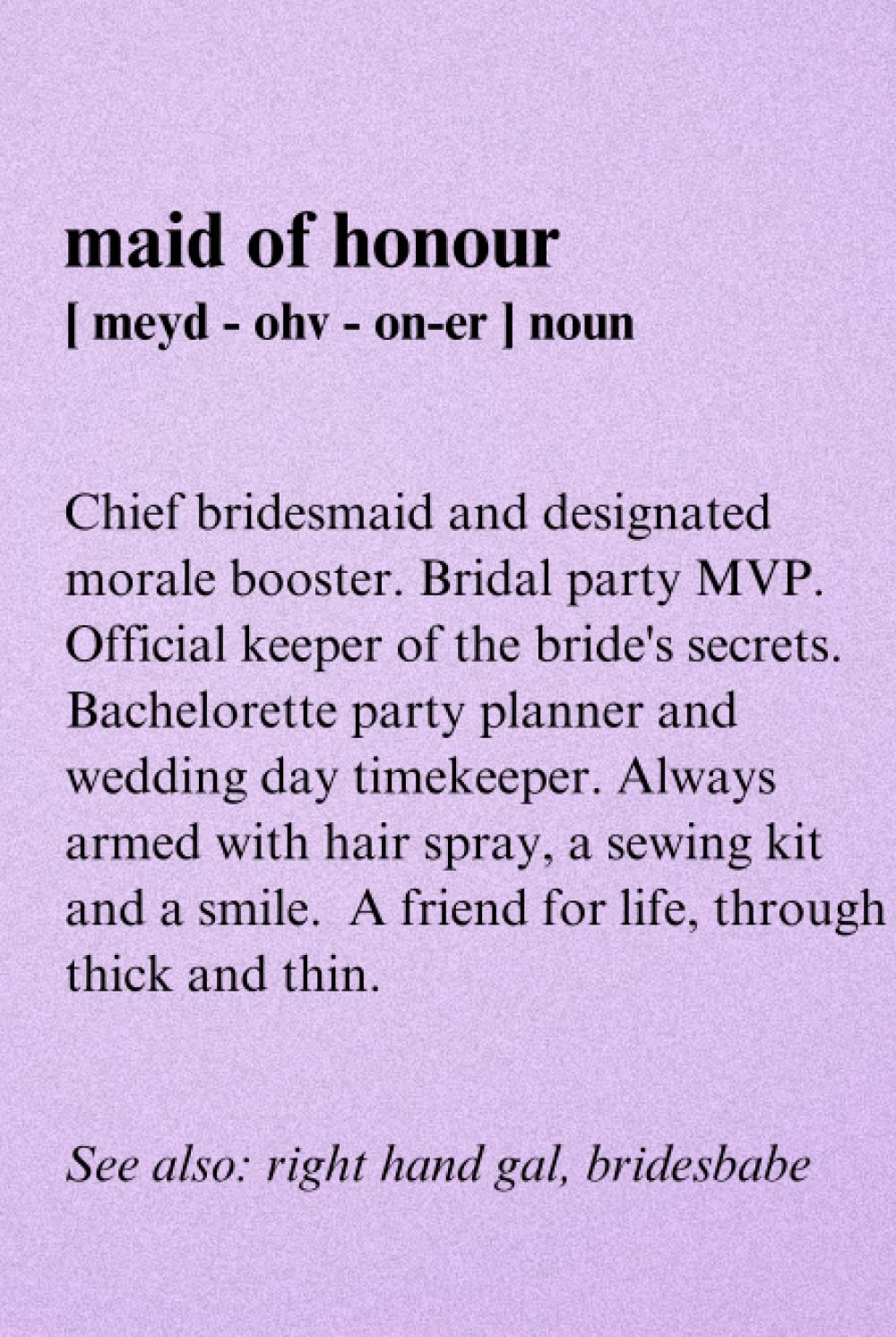 Maid of Honour Journal