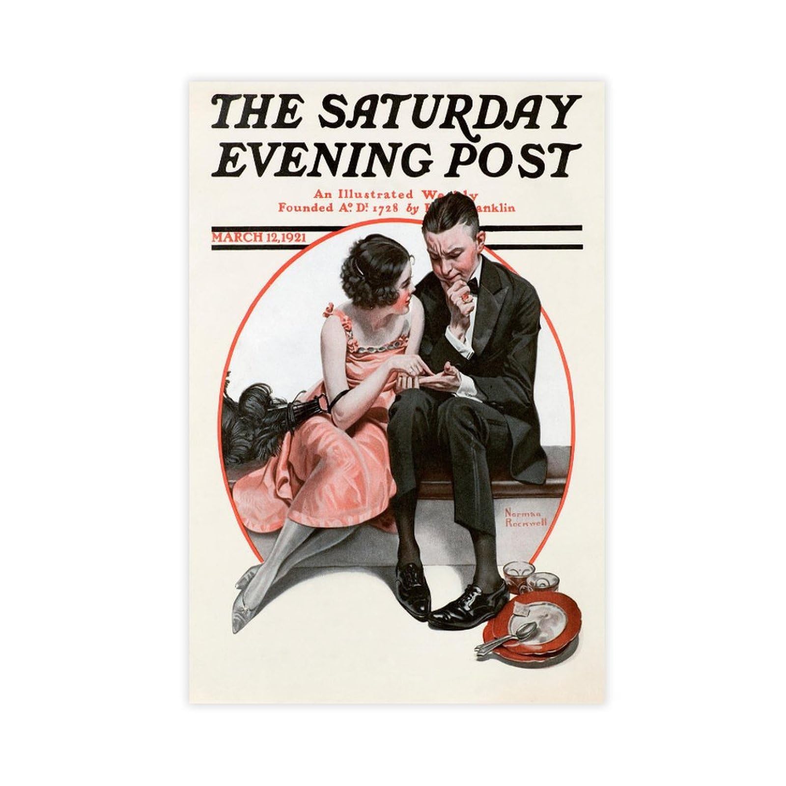 WCYB Fortune Teller, 1921 by Norman Rockwell Prints Posters Canvas Deco Paintings Wall Art For Office Unframe 24" L X 36" W