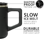Elemental Summit Insulated Coffee Mug - Triple-Wall Stainless Steel Travel Cup for Hot and Cold Drinks - Thermal Coffee Mug with Lid and Handle for Camping, Office, and Travel 12oz - Black