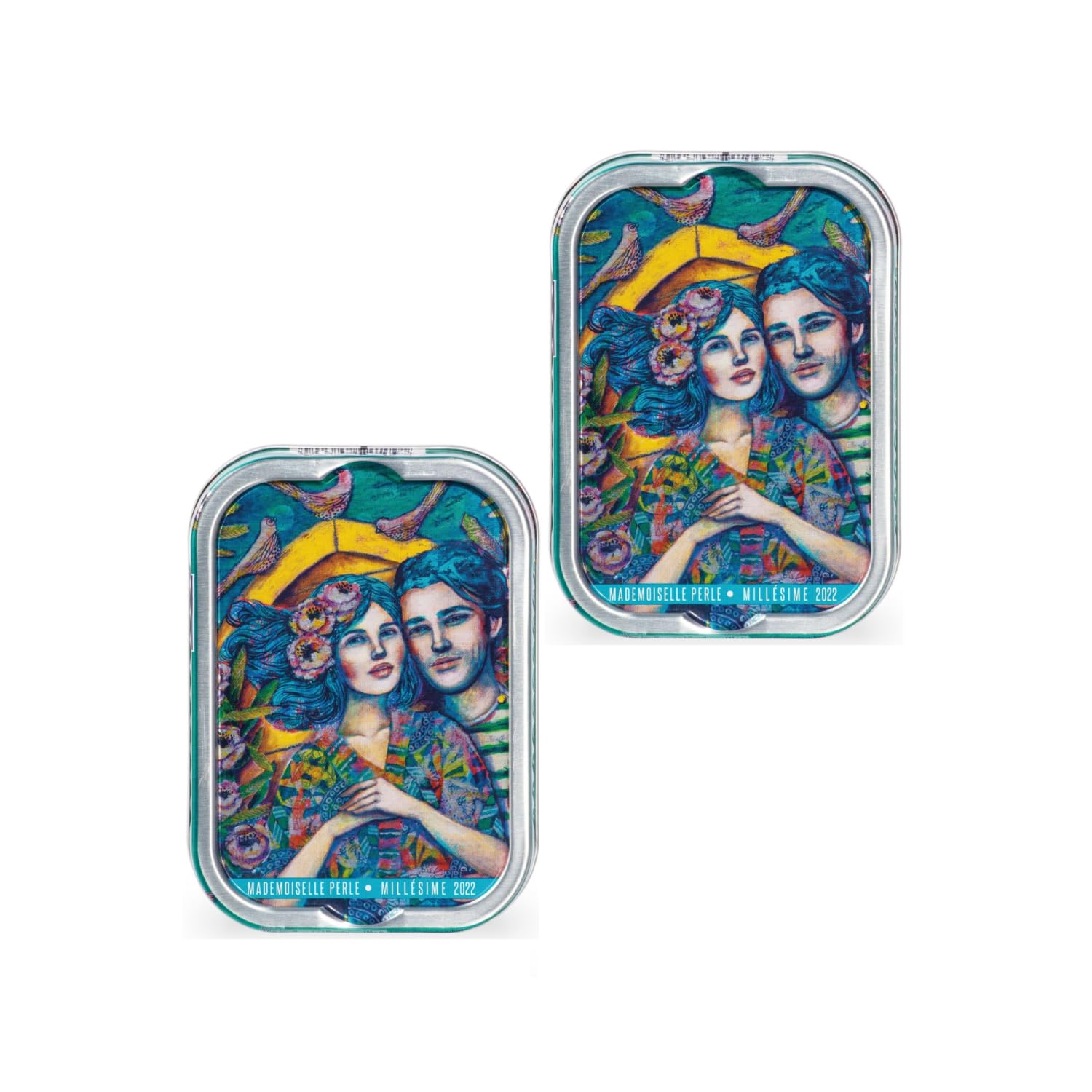 La Perle des Dieux® | Sardine Selezionate Fresche Preparate in Olio Oliva | Sardine Gourmet - Netto 2 x 115 Gr | Lattina Vintage Mademoiselle Perle