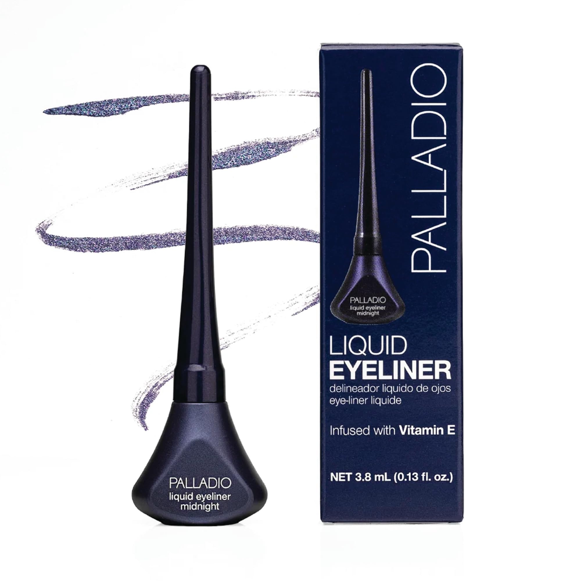 Palladio Liquid Eyeliner, Highly Pigmented and Waterproof Eyeliner, For Intense Eye Definition, Smear-proof Eyeliner Liquid, Includes Easy Grip Wand and Felt Tip Eyeliner Applicator, Midnight