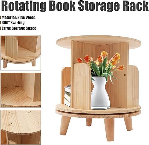 Miniatura 7 de DYRABREST Estantería de pie de 3 niveles con rotación de 360 con exhibición independiente de patas, estantería apilable para sala de estar (3