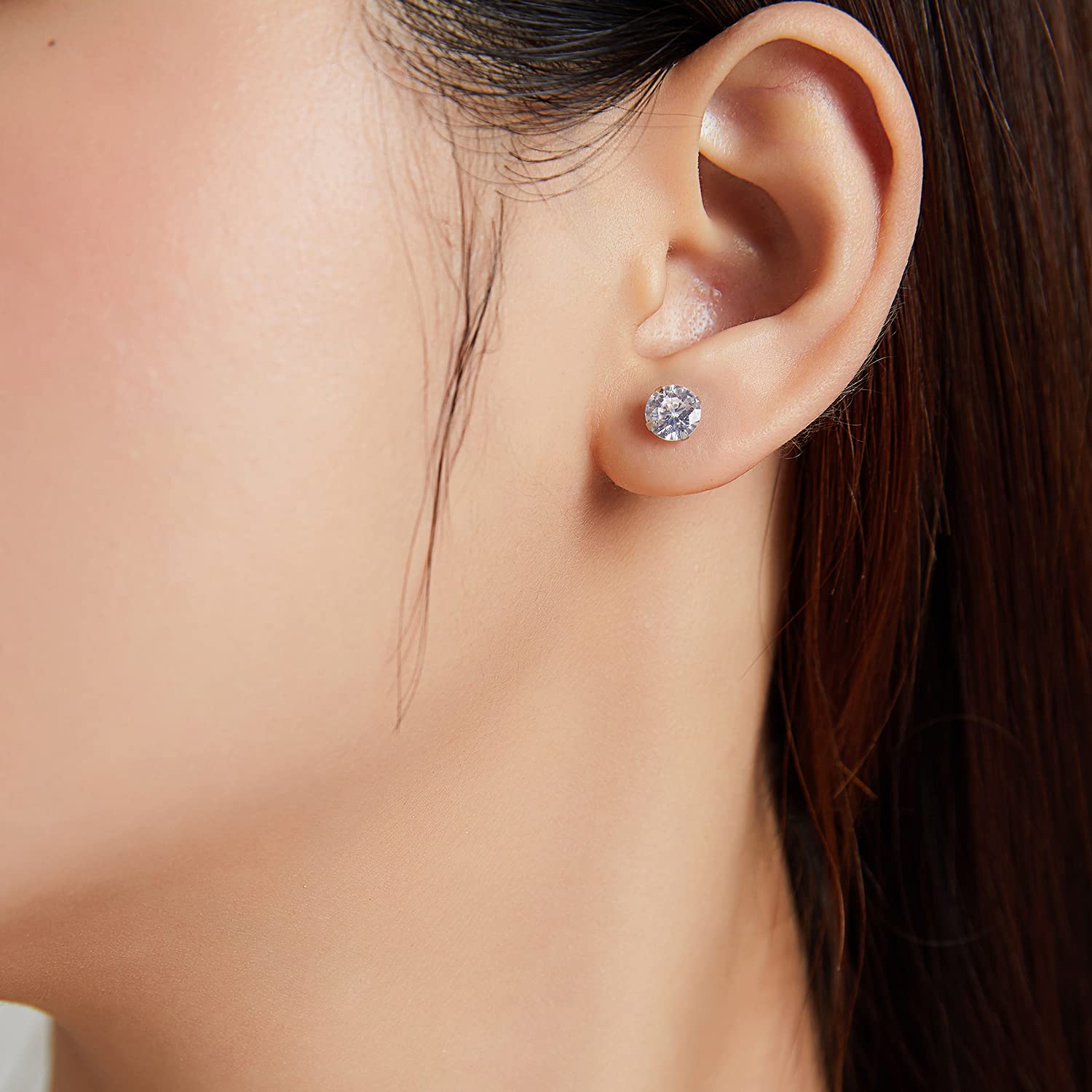 LLXYWJ Collezione Orecchini a Bottone in Argento Sterling Placcato Platino con zirconi cubici con Taglio a Cuscino, Stile Martini a 4 Griffe in Oro Brillante da 7 ct a 4 ct