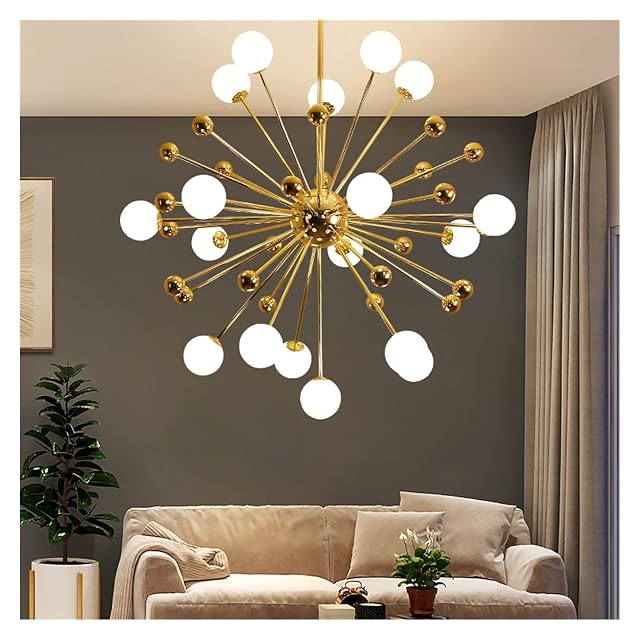 Radial Shape Gold LED Chandelier 110 220V Industrial Light Chandelier for Living Room Luminaire Bedroom Hanging Lighting Fixture