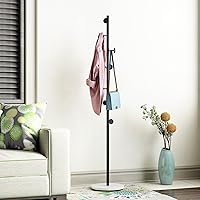 Vista 8 de Percheros de abrigos negros con base blanca, percheros de entrada independientes con 3 ganchos, colgador de abrigos en forma de L para chaquetas