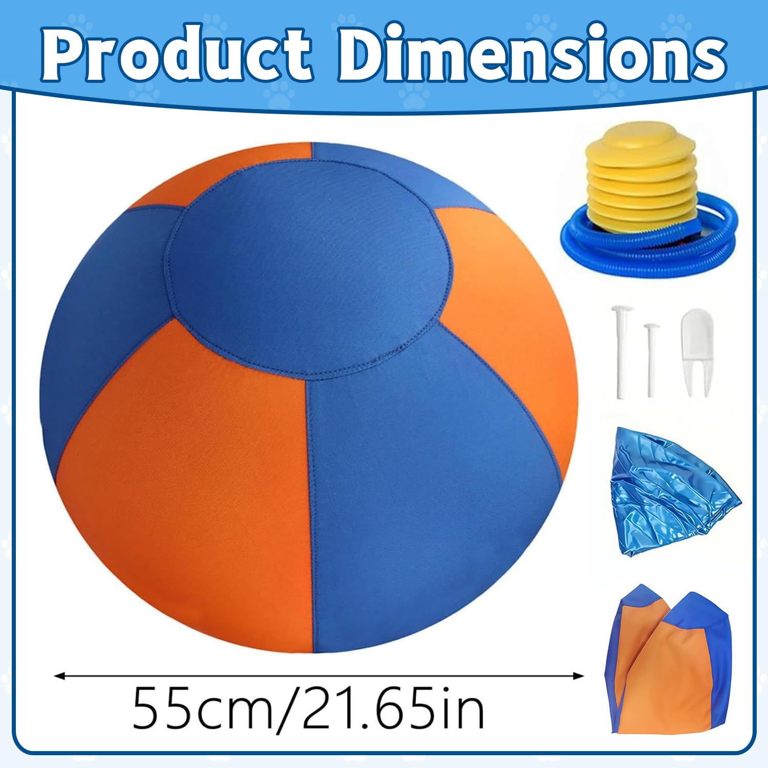 Aufblasbarer Treibball für Hunde, 55cm Interaktiver Hundespielzeugball, Aufblasbarer Herding Ball Hund, Treibball für Hunde Hüteball für Mittelgroße, Aufblasbarer Hundeball für Große Kleine Hunde