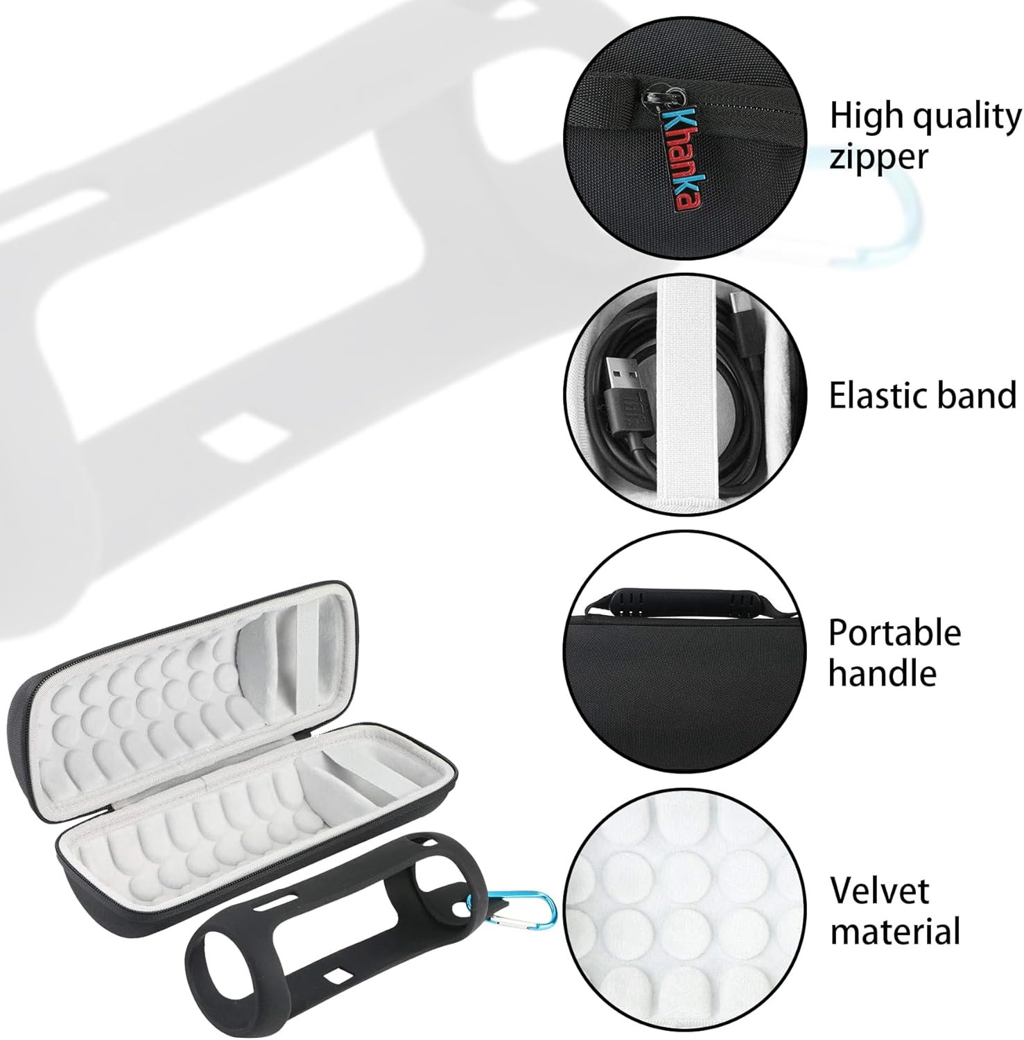 khanka Hard Travel Case + Silicone Case Replacement for JBL FLIP5 Flip 5 Waterproof Portable Bluetooth Speaker
