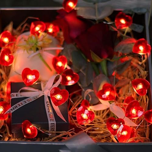 Miniatura 18 de Guirnalda de luces LED en forma de corazones rosas, 3 m, alimentada por pilas, temporizador, luces intermitentes, impermeable, para Navidad