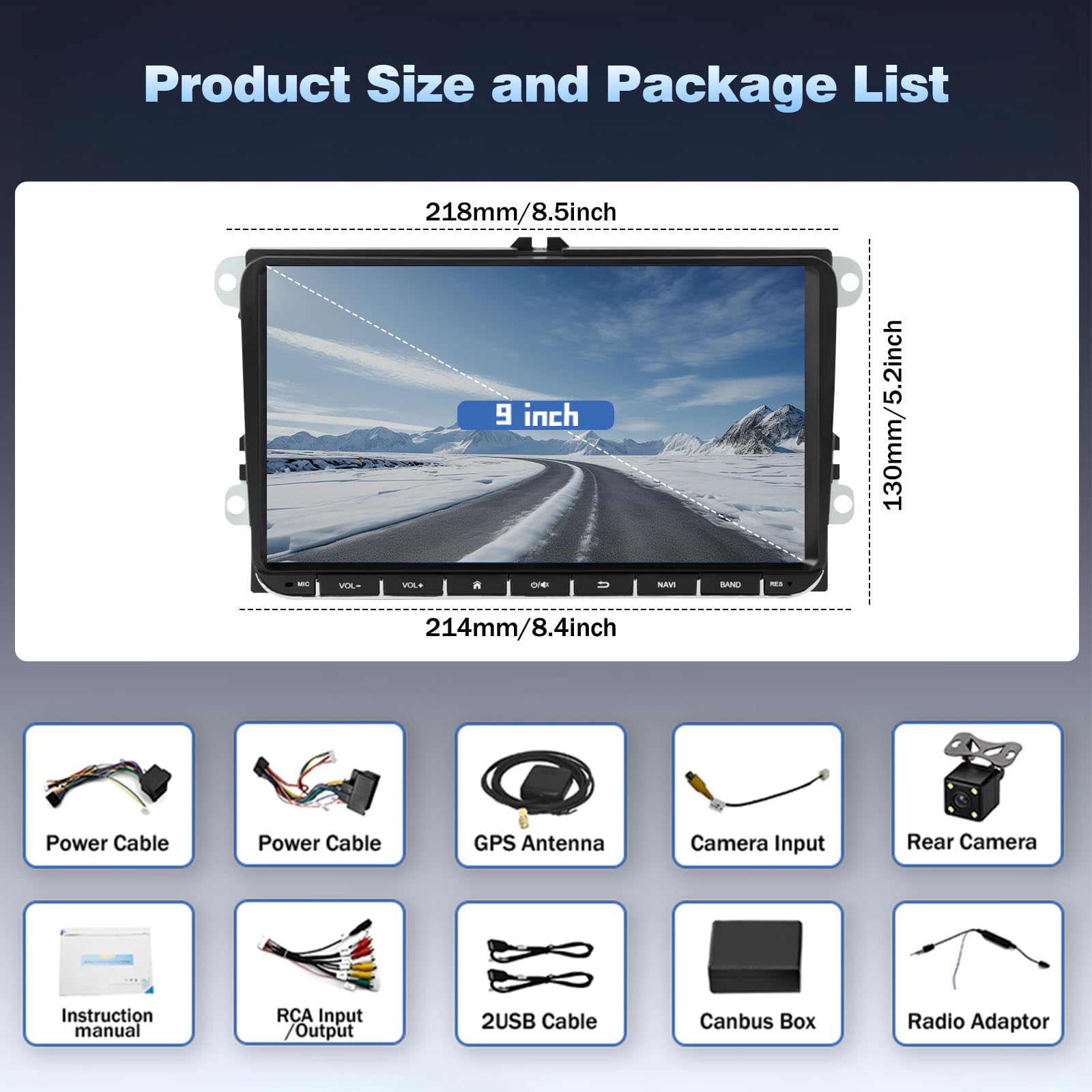 2+32G Autoradio per VW Polo 2009-2013 con Carplay Android Auto, 9 pollici Touchscreen Lettore Ricevitore Multimediale Digitale con Bluetooth WiFi FM RDS SWC telecamera di retromarcia