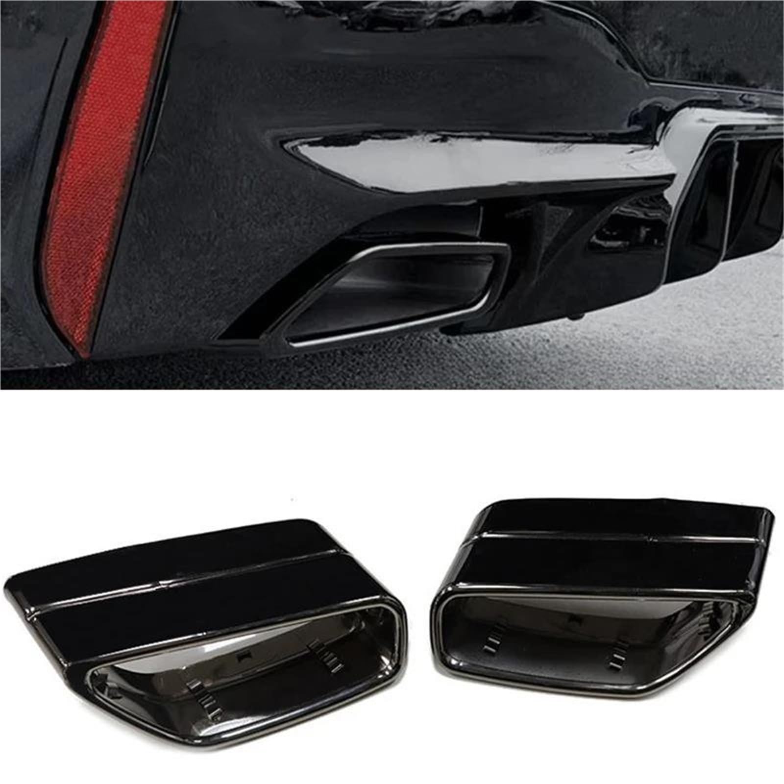 Dla BMW Serii 5 G30 G31 525 530 528 Kwadratowa Osłona Rury Wydechowej 1 Para Stal Nierdzewna Końcówka Wydechu Rura Wydechowa Akcesoria Samochodowe(Nero)