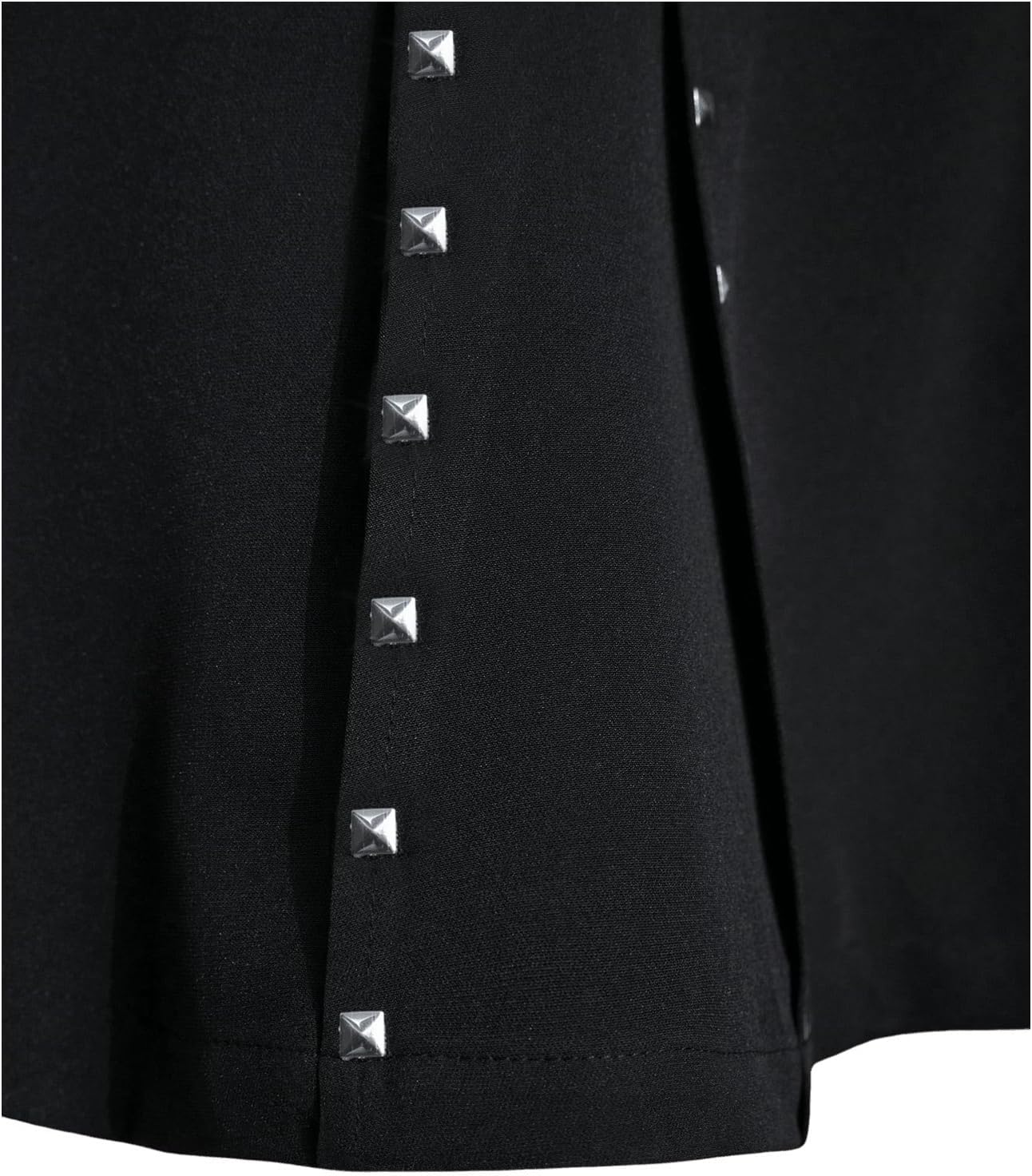 SweatyRocks Women's Y2K Pleated A-Line Mini Skirt Goth Rivet Embellished Zipper Flared Skirts - Image 6