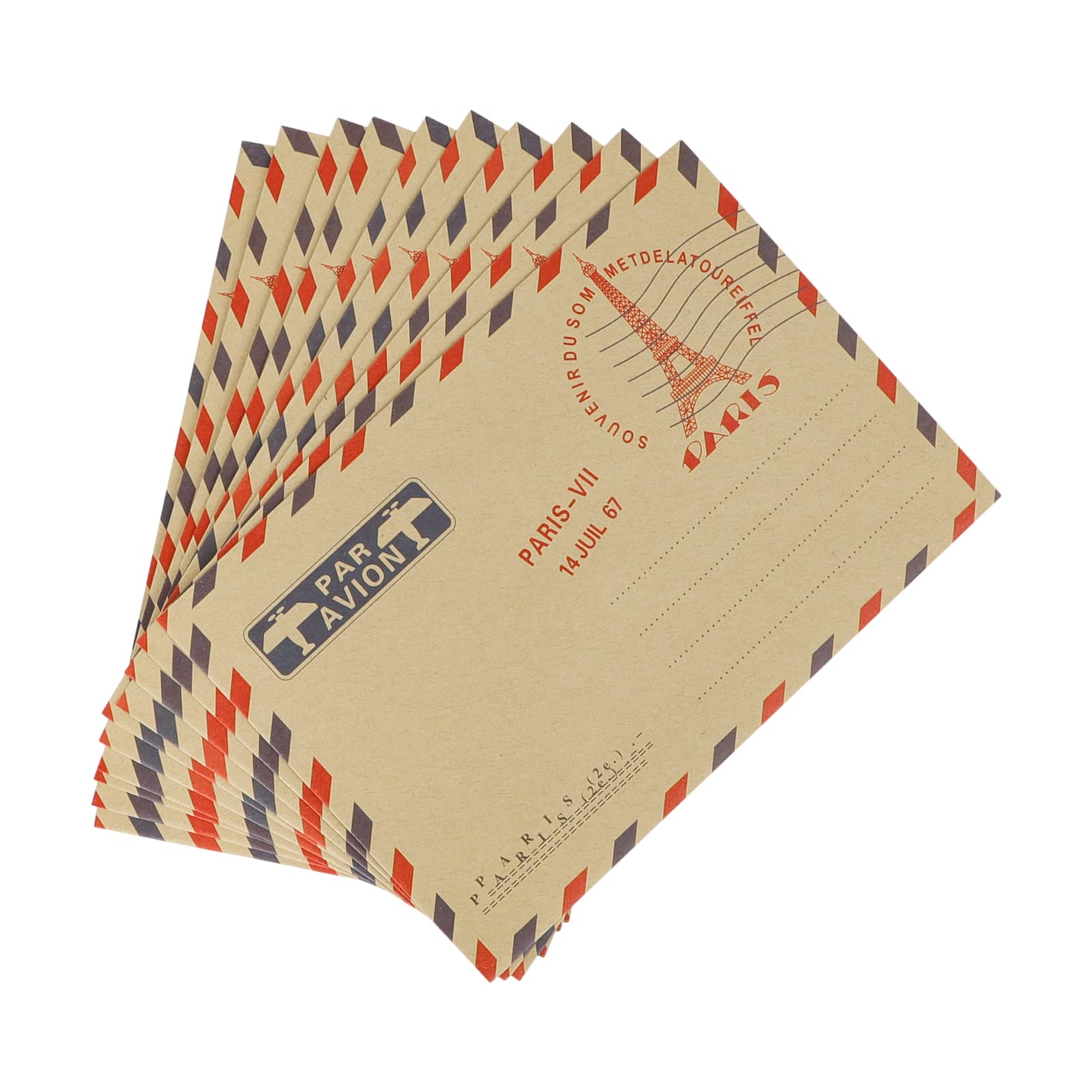10 Pcs Vintage Kraft Paper Envelopes 162 X 110mm with Exquisite Pattern, Brown Airmail Envelopes for Postcard Gift - Image 4