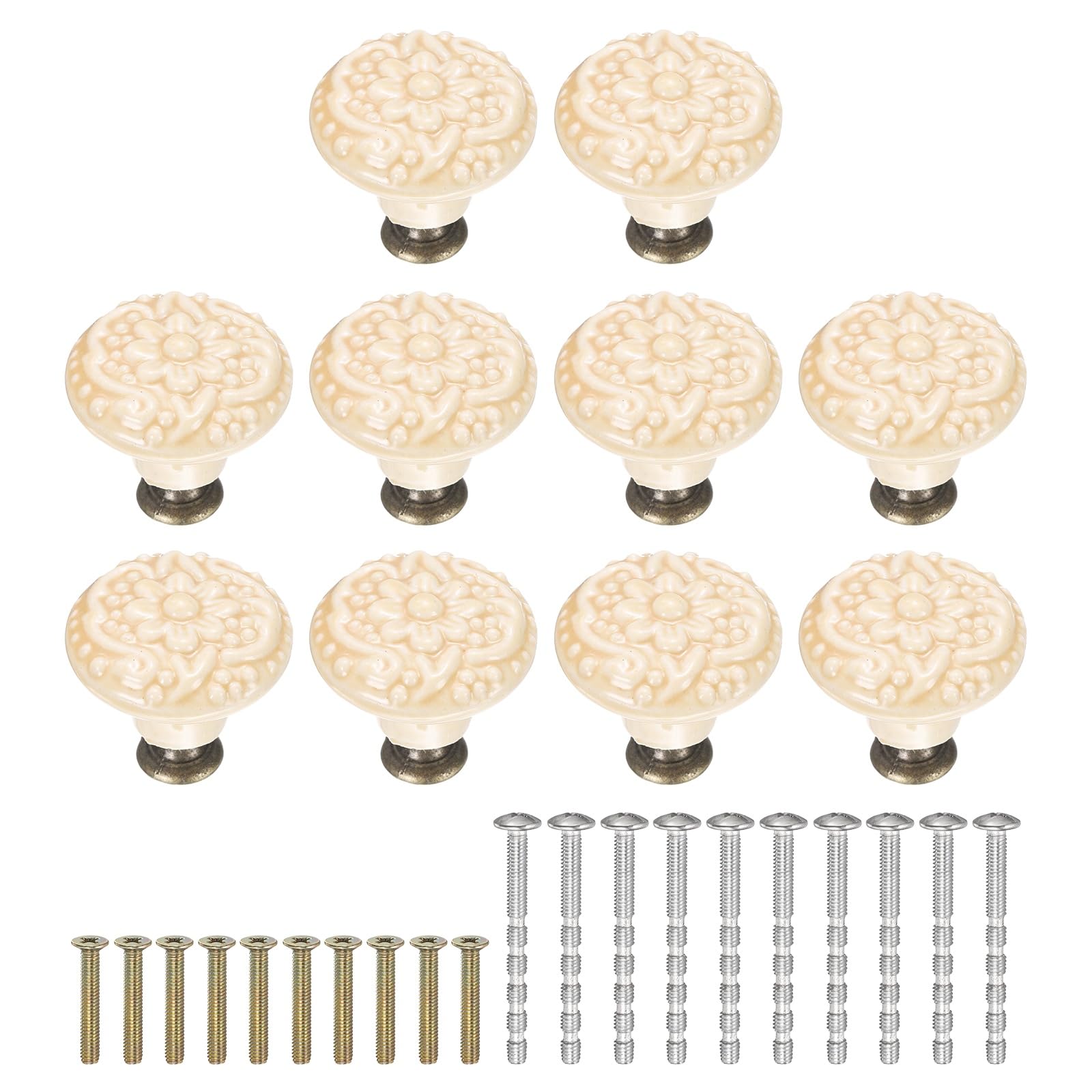 Boutons en céramique champignon jaune clair 34mm pour meuble Lot de 10 uxcell