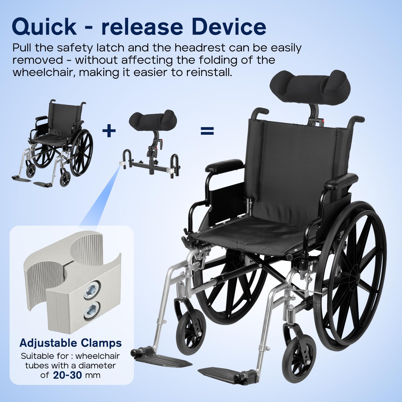 Reposacabezas ajustable para sillas de ruedas para personas con discapacidad, Cojín de soporte cervical con ángulo ajustable, Soporte para el cuello para sillas de ruedas manuales o eléctricas